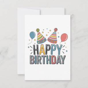 Tarjeta De Confirmación De Asistencia Gorros de Fiesta de Cumpleaños Feliz