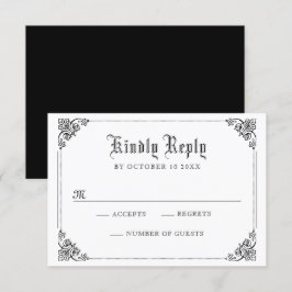 Tarjeta De Confirmación De Asistencia Gótica clásica blanca y negra