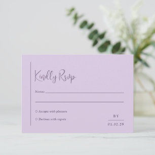 Tarjeta De Confirmación De Asistencia Grace Lilac Modern Boda