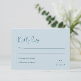 Tarjeta De Confirmación De Asistencia Grace Muted Blue Modern Boda