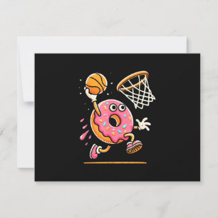 Tarjeta De Confirmación De Asistencia Gracioso Donut Dunking Basketball Food Champ Sport