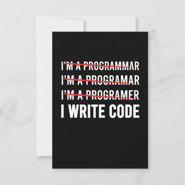 Tarjeta De Confirmación De Asistencia Gracioso programador I Wite Code (Anverso)