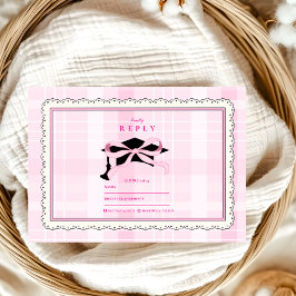 Tarjeta De Confirmación De Asistencia Graduación de Coquette Cute Pink Bow