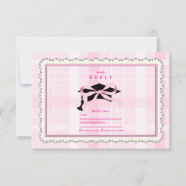 Tarjeta De Confirmación De Asistencia Graduación de Coquette Cute Pink Bow