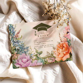 Tarjeta De Confirmación De Asistencia Graduación de Flor Silvestre Naranja Cute Boho Mea