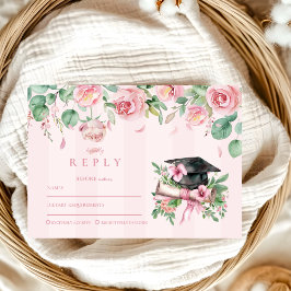 Tarjeta De Confirmación De Asistencia Graduación de Flora Rosa Moderna y Elegante