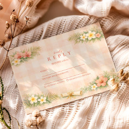 Tarjeta De Confirmación De Asistencia Graduación Floral de Gingham Tropical