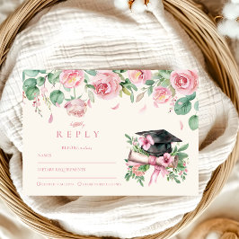 Tarjeta De Confirmación De Asistencia Graduación floral rosa