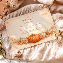 Tarjeta De Confirmación De Asistencia Graduación Otoñal Floral de Calabaza Rústica