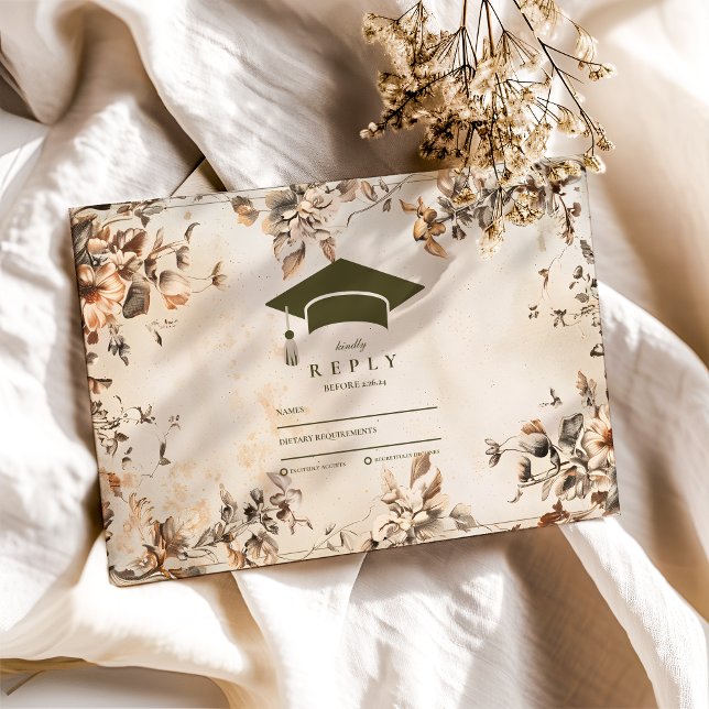 Tarjeta De Confirmación De Asistencia Graduación Rústica de Flor Silvestre (Subido por el creador)