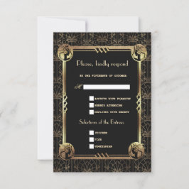 Tarjeta De Confirmación De Asistencia Gran Gatsby Art Deco Boda