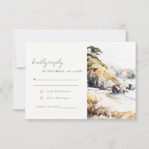 Tarjeta De Confirmación De Asistencia Gran Sur, California Paisaje Acuarela Boda