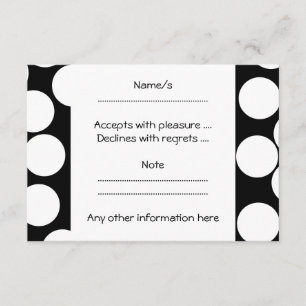 Tarjeta De Confirmación De Asistencia Grandes puntos en blanco y negro.
