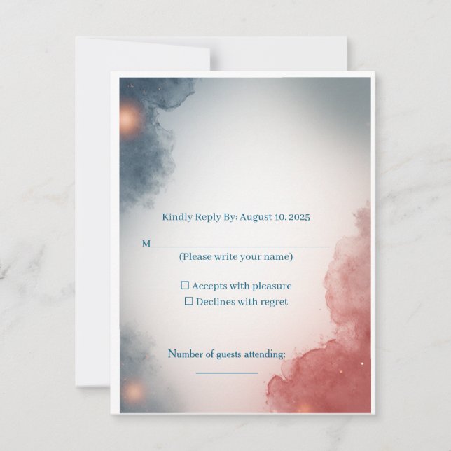 Tarjeta De Confirmación De Asistencia  Gray and Rose Outer Space Response Card (Anverso)