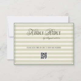 Tarjeta De Confirmación De Asistencia Green Striped Old Money Wedding QR code