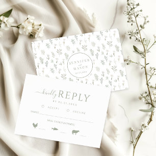 Tarjeta De Confirmación De Asistencia Greeneration Floral Rustic Boda Responde Amablemen