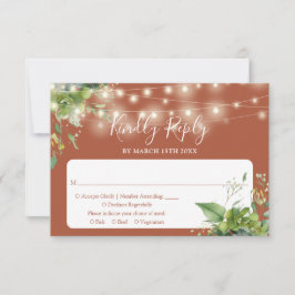 Tarjeta De Confirmación De Asistencia Greeneration String Lights Terrcotta Boda