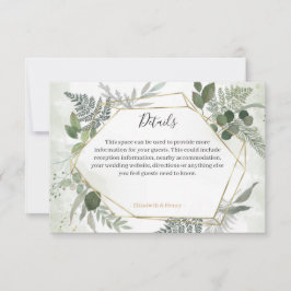 Tarjeta De Confirmación De Asistencia Greenery boho gold geometric wedding details