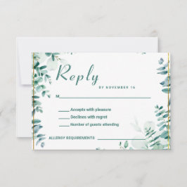 Tarjeta De Confirmación De Asistencia Greenery Eucalyptus Frameborder Boda