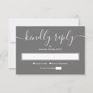 Tarjeta De Confirmación De Asistencia Gris Minimalista Moderna Elegante Escritura