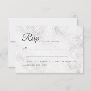 Tarjeta De Confirmación De Asistencia Gris plateado y hojas rosadas turbias Boda