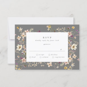 Tarjeta De Confirmación De Asistencia Gris PREMIUM   Abundance Dried Wildflower