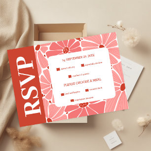 Tarjeta De Confirmación De Asistencia Groovy boda moderno de margarita rosa
