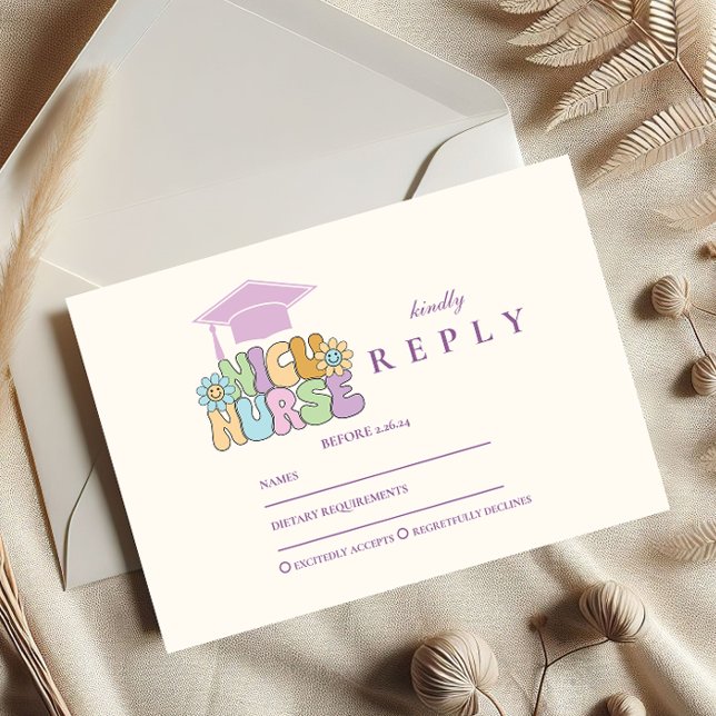 Tarjeta De Confirmación De Asistencia Groovy NICU Nurse Graduation Party (Subido por el creador)