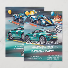Tarjeta De Confirmación De Asistencia Growing Up To Fast Boy Birthday Party Invitation