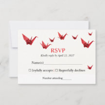 Grullas de papel de origami rojas para boda minima