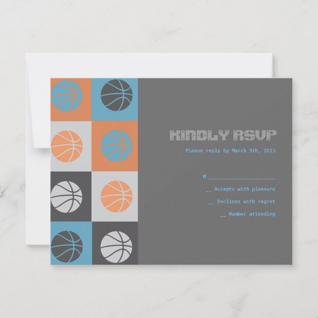 Tarjeta De Confirmación De Asistencia GUAY BASKETBALL Bar Bat Mitzvah Reply Card (Anverso)