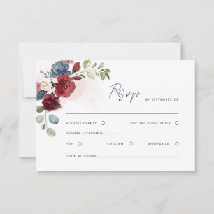 Tarjeta De Confirmación De Asistencia Guión de color de agua floral Código QR Boda Tarje
