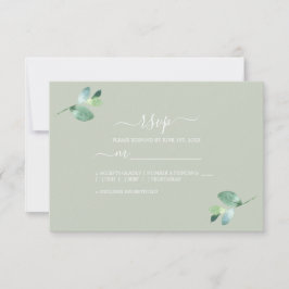 Tarjeta De Confirmación De Asistencia Guión de moda Eucalyptus Foliage Green Boda