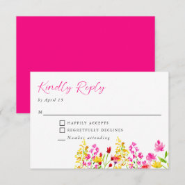 Tarjeta De Confirmación De Asistencia Guión floral del Boda de Flores Silvestres Respond