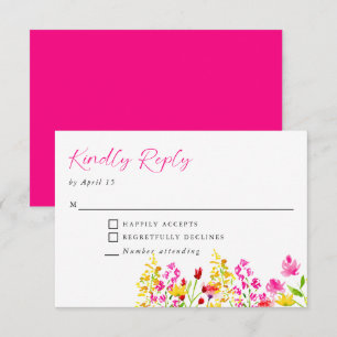 Tarjeta De Confirmación De Asistencia Guión floral del Boda de Flores Silvestres Respond