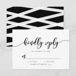 Tarjeta De Confirmación De Asistencia Guión Relax blanco y negro Responder amablemente