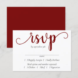 Tarjeta De Confirmación De Asistencia Guión rojo simple | Cherry Flourish Entree Choice