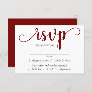 Tarjeta De Confirmación De Asistencia Guión rojo simple   Cherry Flourish Entree Choice