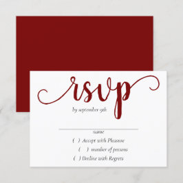 Tarjeta De Confirmación De Asistencia Guión rojo simple | Florecimiento Minimalista de c