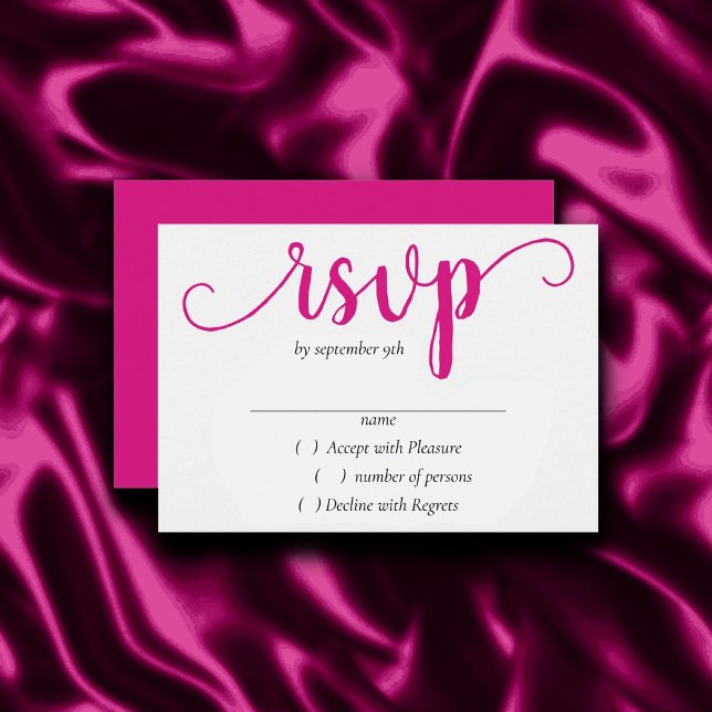 Tarjeta De Confirmación De Asistencia Guión rosado simple | Evento Magenta Flourish (Subido por el creador)