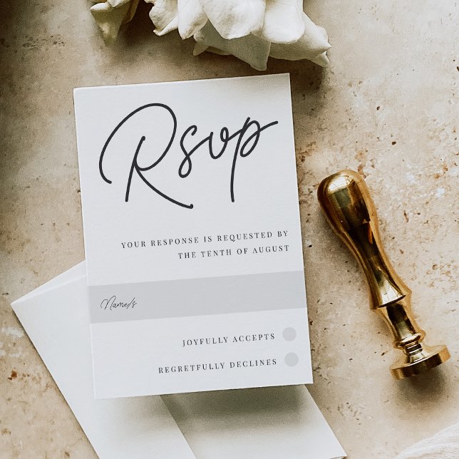 Tarjeta De Confirmación De Asistencia Guión tradicional sobredimensionado en blanco y ne (Subido por el creador)