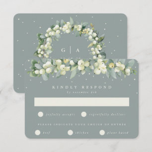 Tarjeta De Confirmación De Asistencia Guirnalda de boda de Snowberry verde espuma de mar