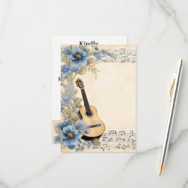 Tarjeta De Confirmación De Asistencia Guitar Music Notes Flowers