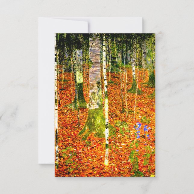 Tarjeta De Confirmación De Asistencia Gustav Klimt Birch Trees (Anverso)