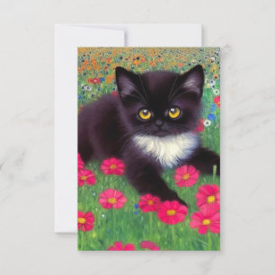 Tarjeta De Confirmación De Asistencia Gustav Klimt Tuxedo Cat