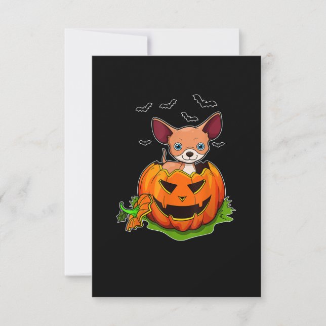 Tarjeta De Confirmación De Asistencia Halloween Chihuahua Perros Amantes de la Calabaza  (Anverso)