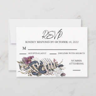 Tarjeta De Confirmación De Asistencia Halloween Floral Otoño Acuarela Espeluznante 