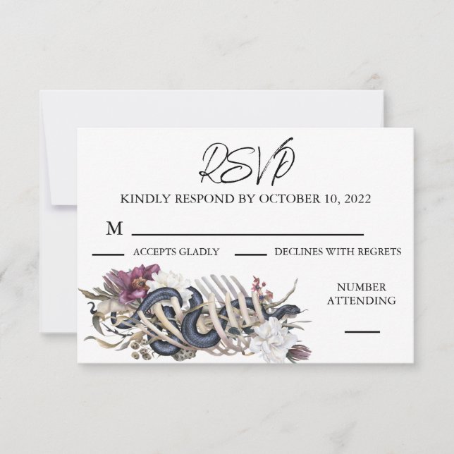 Tarjeta De Confirmación De Asistencia Halloween Floral otoño acuarela Spooky (Anverso)