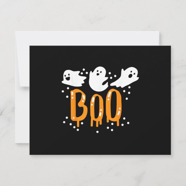 Tarjeta De Confirmación De Asistencia Halloween Ghost Boo Cute (Anverso)