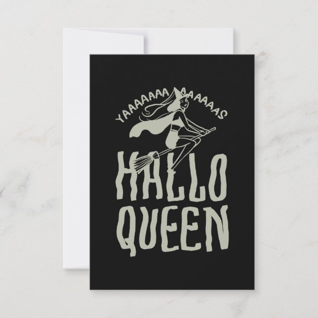 Tarjeta De Confirmación De Asistencia Halloween Hallo Queen (Anverso)